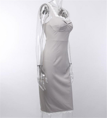 Rochie casual de dama cu bretele late si broderie