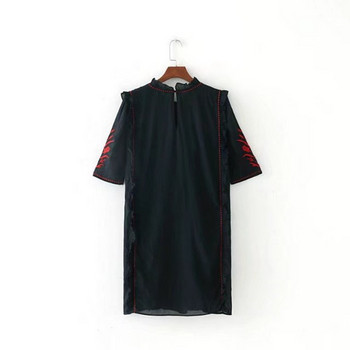 Rochie de dama din tul negru cu broderie