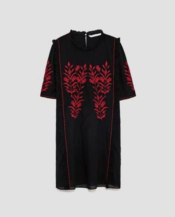 Rochie de dama din tul negru cu broderie