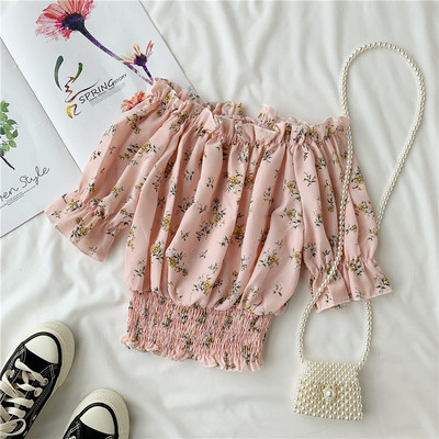 Bluza de dama cu talie elastica si model floral in mai multe culori