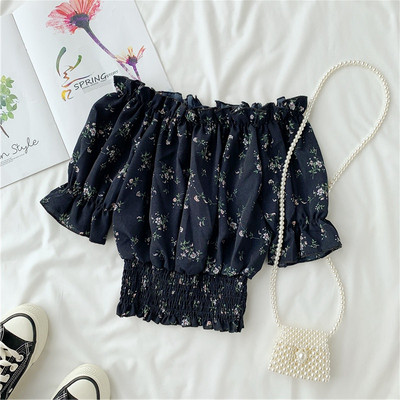 Bluza de dama cu talie elastica si model floral in mai multe culori