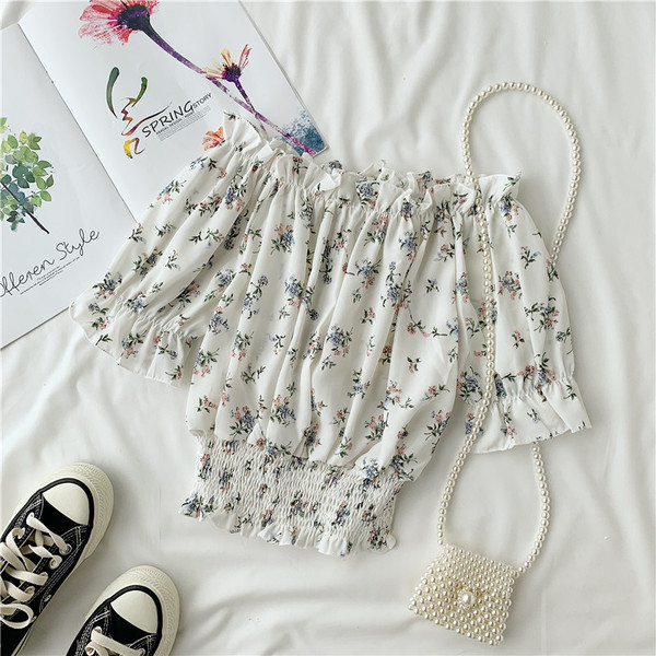 Bluza de dama cu talie elastica si model floral in mai multe culori