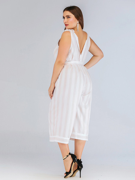 Γυναικεία ολόσωμη φόρμα ριγέ μεγάλα νούμερα