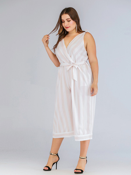 Γυναικεία ολόσωμη φόρμα ριγέ μεγάλα νούμερα