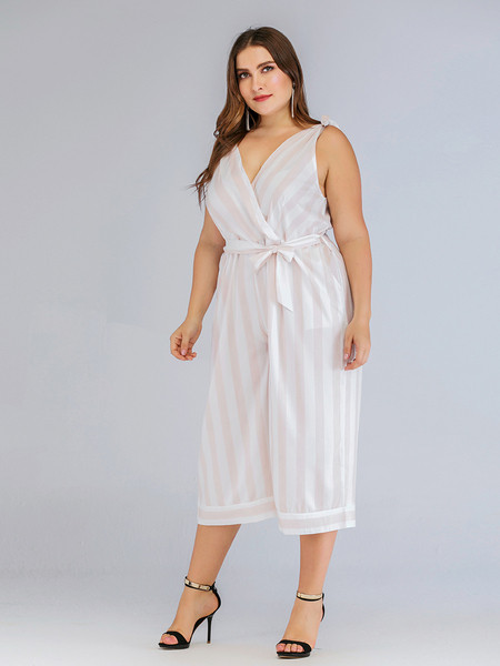 Γυναικεία ολόσωμη φόρμα ριγέ μεγάλα νούμερα