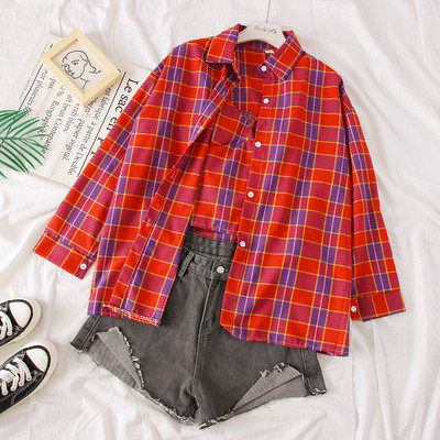 Stílusos női kockás ing gombokkal, többféle színben