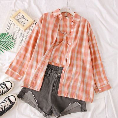 Stílusos női kockás ing gombokkal, többféle színben