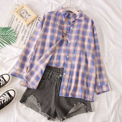 Stílusos női kockás ing gombokkal, többféle színben