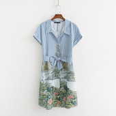 Rochie casual de dama cu maneci scurte si centura in talie