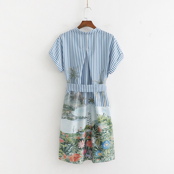 Rochie casual de dama cu maneci scurte si centura in talie