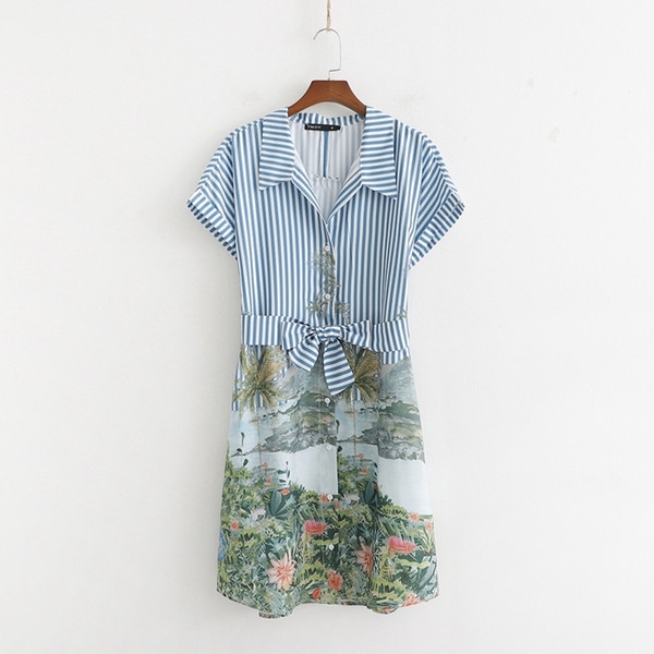 Rochie casual de dama cu maneci scurte si centura in talie