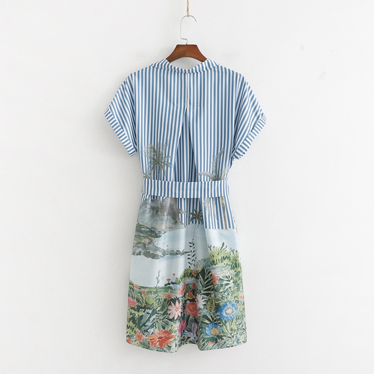 Rochie casual de dama cu maneci scurte si centura in talie