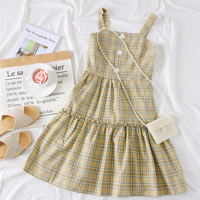 Rochie de dama decupata cu bretele si nasturi subtiri