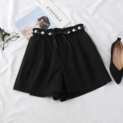 Pantaloni scurti de dama la moda cu talie inalta si perle in mai multe culori