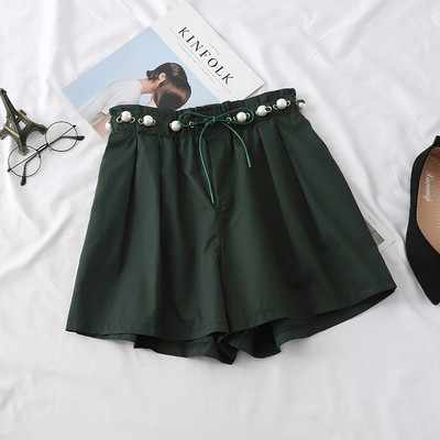 Pantaloni scurti de dama la moda cu talie inalta si perle in mai multe culori