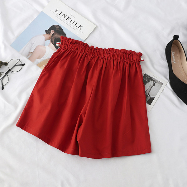 Pantaloni scurti de dama la moda cu talie inalta si perle in mai multe culori