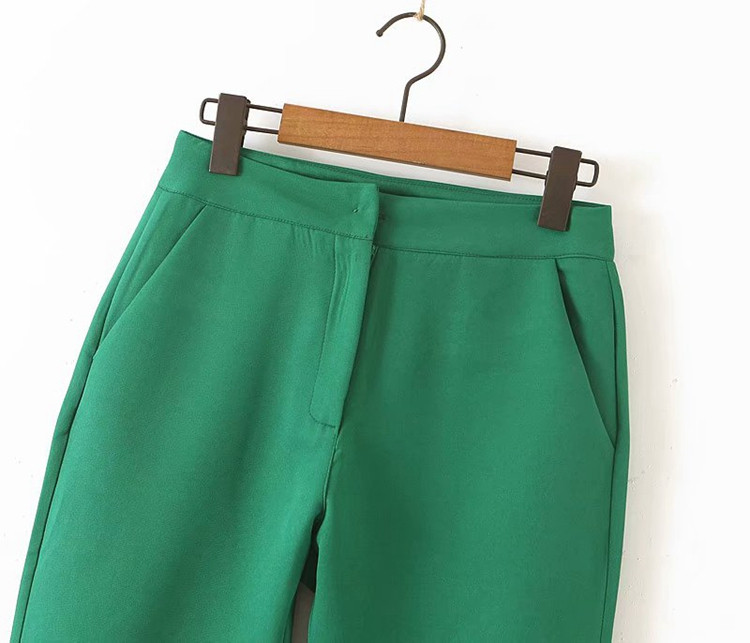 Pantaloni de damă cu talie standard în verde și roșu