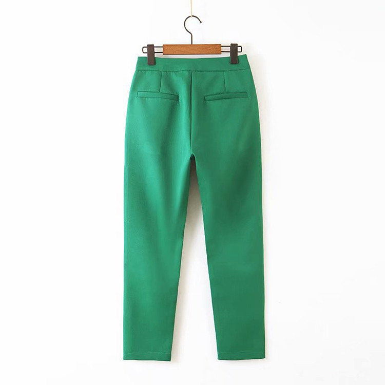 Pantaloni de damă cu talie standard în verde și roșu