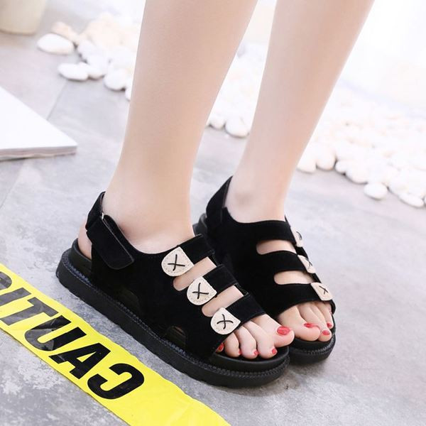 Sandale casual dama cu talpa plate in negru, alb si verde