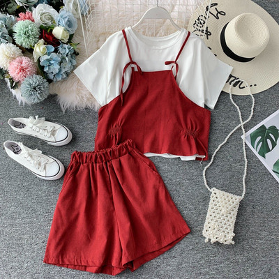 Set casual dama de tricou si pantaloni scurti in mai multe culori