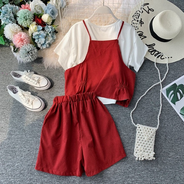 Set casual dama de tricou si pantaloni scurti in mai multe culori