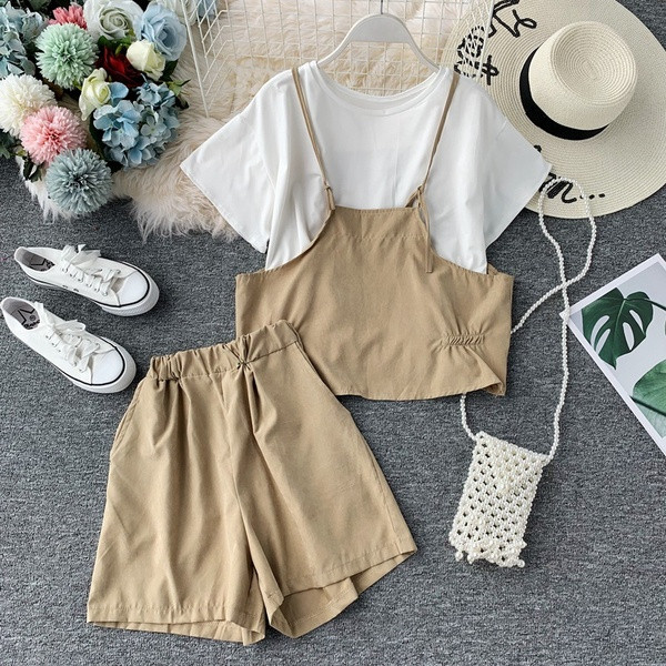 Set casual dama de tricou si pantaloni scurti in mai multe culori