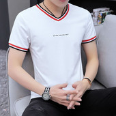 Ежедневна мъжка блуза с О-образно деколте и къс ръкав