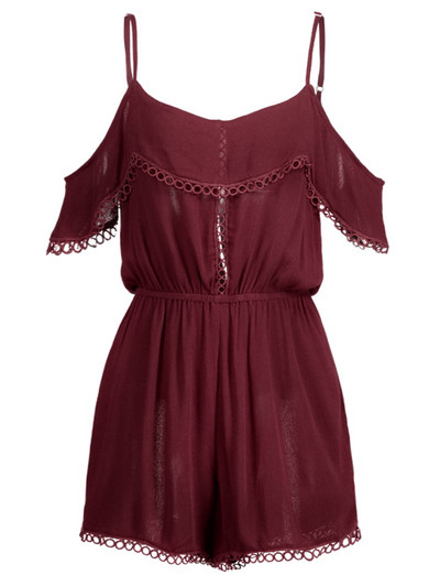 Γυναικεία ολόσωμη φόρμα κοντή   σε κίτρινο και μπορντό χρώμα