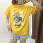 Tricou de dama de culoare galbena si aplicatie