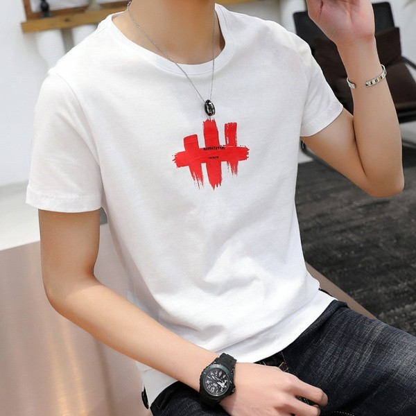 Tricou casual barbatesc cu maneci scurte si imprimeu