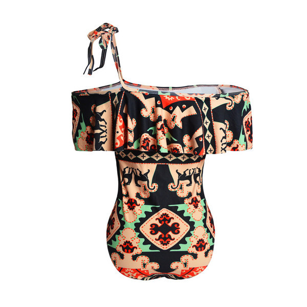 Costum de baie colorat de damă cu o curea