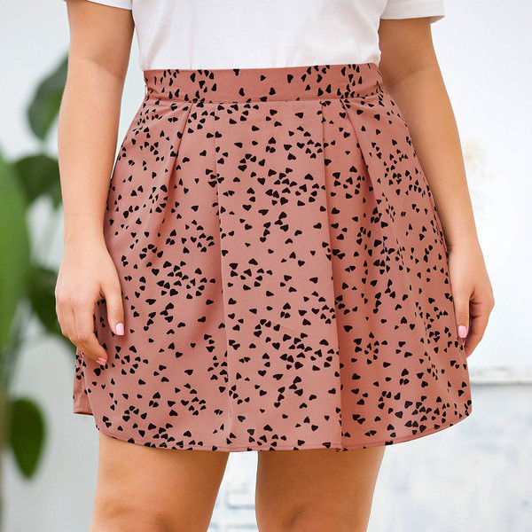 Fusta de dama moderna cu talie inalta si marimi pana la 4XL in roz