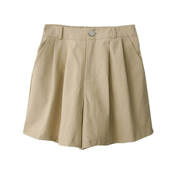 Pantaloni scurti moderni de dama in trei culori cu talie inalta si buzunar