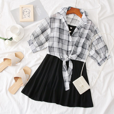 Rochie casual de dama in roz, gri si negru