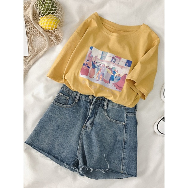 Ежедневни къси дамски дънки с висока талия и джоб