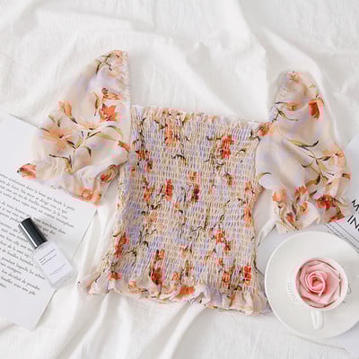 Bluză de damă modernă cu motive florale și umerii goi în mai multe culori