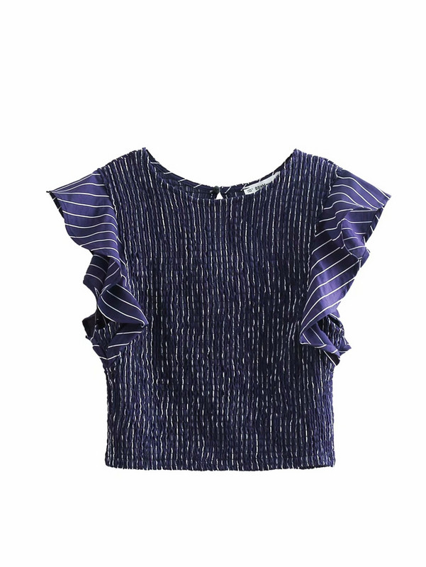 Bluză scurtă de damă cu mâneci lotus de culoare neagră