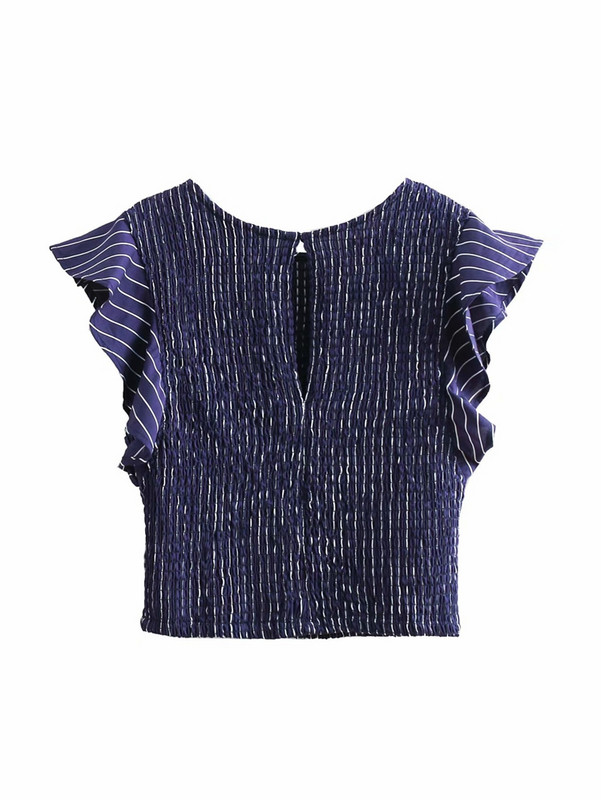 Bluză scurtă de damă cu mâneci lotus de culoare neagră