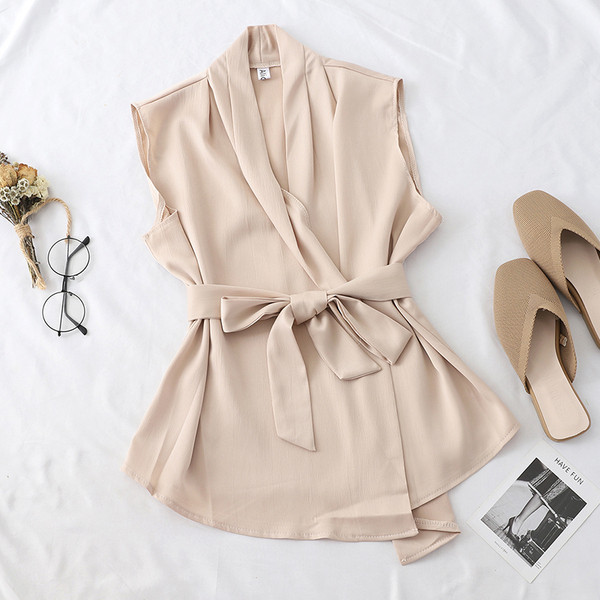 Модерен дамски елек с колан в няколко цвята