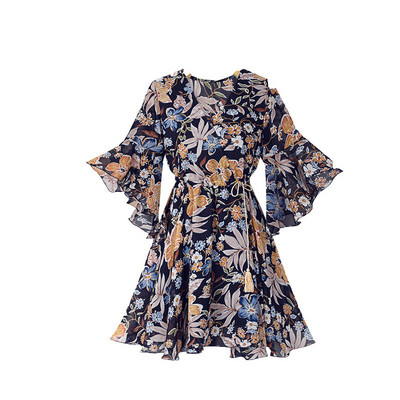 Дамска рокля с флорален десен в два цвята