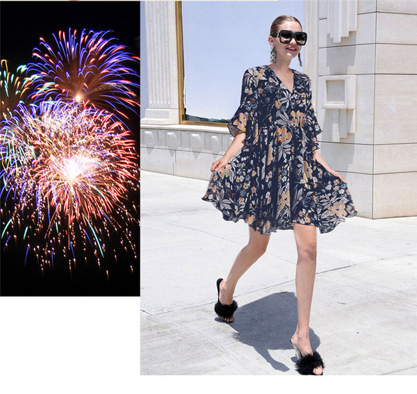 Дамска рокля с  флорален десен в два цвята