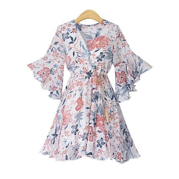 Дамска рокля с  флорален десен в два цвята