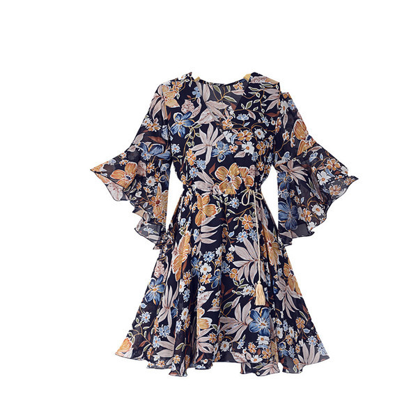 Дамска рокля с  флорален десен в два цвята
