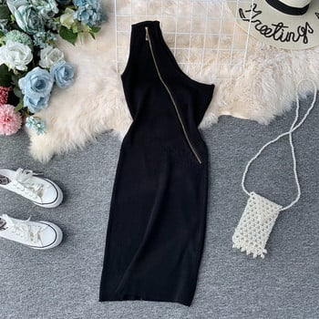 Rochie de dama cu o curea si fermoar in mai multe culori