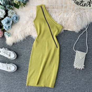 Rochie de dama cu o curea si fermoar in mai multe culori