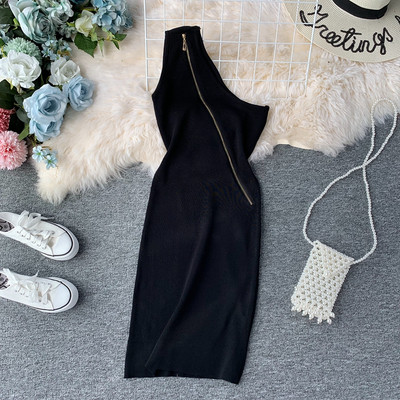 Rochie de dama cu o curea si fermoar in mai multe culori