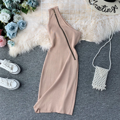 Rochie de dama cu o curea si fermoar in mai multe culori