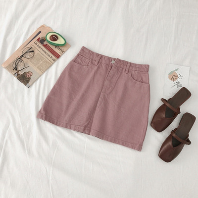 Fusta de dama casual din denim cu talie inalta in trei culori