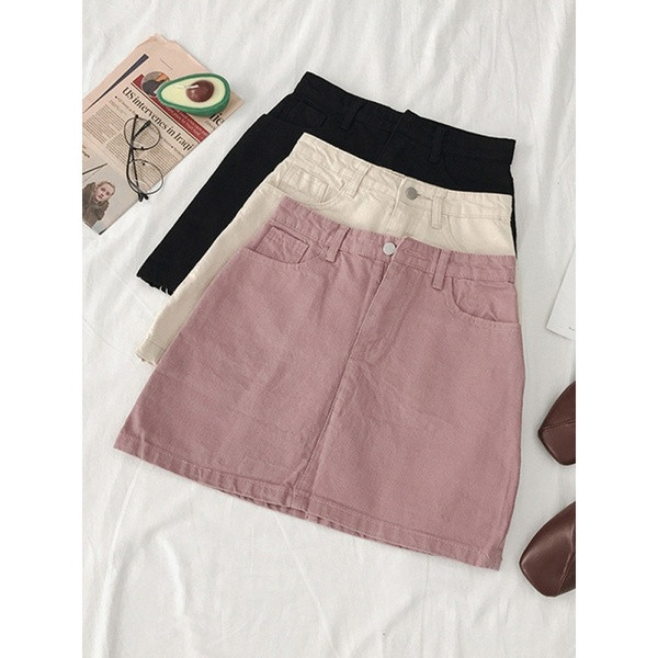 Fusta de dama casual din denim cu talie inalta in trei culori