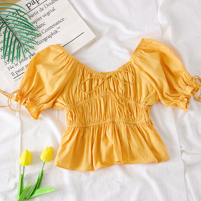 Bluza de dama model nou cu umerii goi in alb, galben si verde